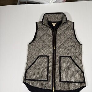 J.Crew Excursion Vest Women's XS Herringbone Down Feather Puffer‎ Quilted Zip Up
